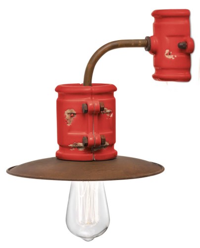 Lampa ścienna w stylu industrialnym Ferroluce C1524 Vintage Rosso Urban Retro