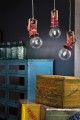 Lampa wisząca w stylu industrialnym 3 klosze Ferroluce C1841 Vintage Bordeaux Urban Retro
