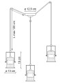 Lampa wisząca w stylu industrialnym 3 klosze Ferroluce C1841 Vintage Bordeaux Urban Retro