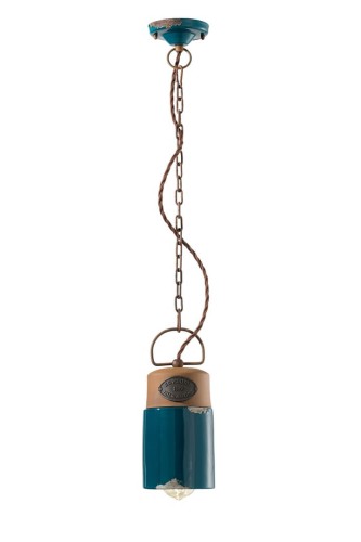 Lampa wisząca w stylu loft Ferroluce C1620 Vintage Verde Industrial Retro