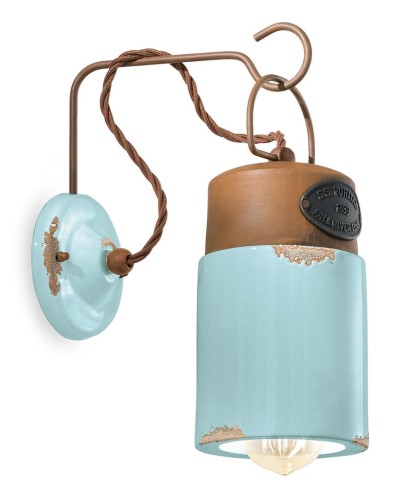 Kinkiet w stylu loft Ferroluce C1621 Vintage Azzurro Industrial Retro