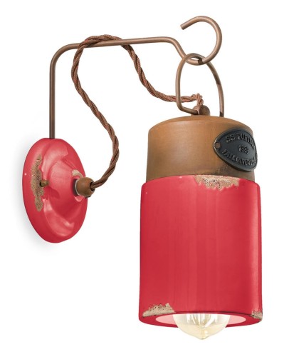 Kinkiet w stylu loft Ferroluce C1621 Vintage Rosso Industrial Retro
