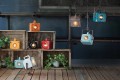 Lampa stołowa w stylu loft Ferroluce C1650 Vintage Azzurro Industrial Retro