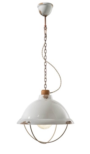 Lampa wisząca w stylu loft Ferroluce C1680 Vintage Bianco Industrial Retro