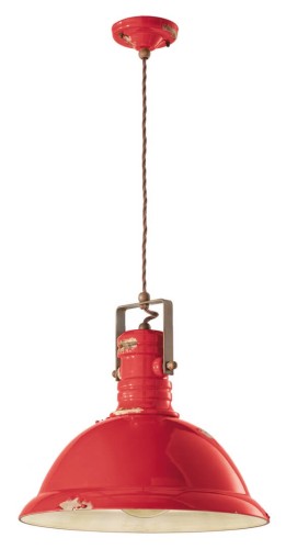 Lampa wisząca w stylu loft Ferroluce C1690 Vintage Rosso Industrial Retro