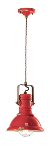 Lampa wisząca w stylu loft Ferroluce C1691 Vintage Rosso Industrial Retro