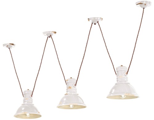 Lampa wisząca w stylu loft 3 klosze Ferroluce C1692 Vintage Bianco Industrial Retro