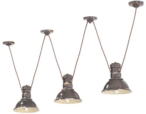 Lampa wisząca w stylu loft 3 klosze Ferroluce C1692 Vintage Tortora Industrial Retro