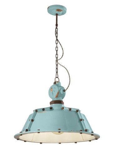 Lampa wisząca w stylu loft Ferroluce C1720 Vintage Azzurro Industrial Retro