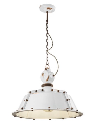 Lampa wisząca w stylu loft Ferroluce C1720 Vintage Bianco Industrial Retro