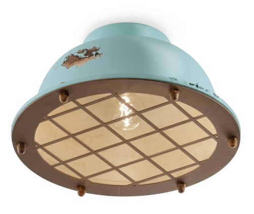 Lampa sufitowa w stylu loft Ferroluce C1760 Vintage Azzurro Industrial Retro