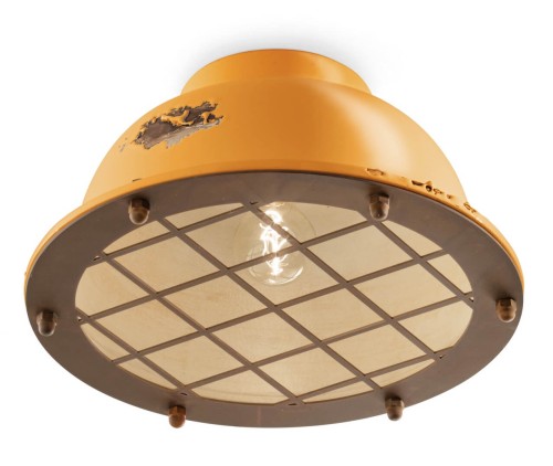 Lampa sufitowa w stylu loft Ferroluce C1760 Vintage Giallo Industrial Retro