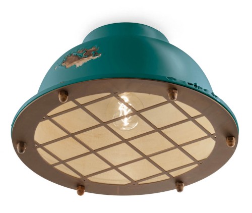 Lampa sufitowa w stylu loft Ferroluce C1760 Vintage Verde Industrial Retro