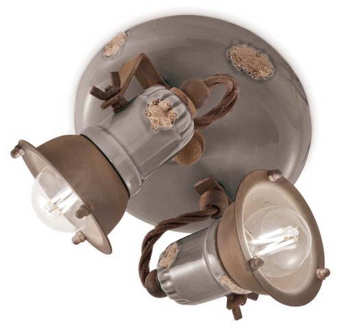 Lampa sufitowa loftowa podwójna Ferroluce C1678 Vintage Tortora Loft Retro