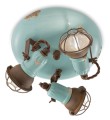 Lampa sufitowa potrójna z kratką Ferroluce C1679-1 Vintage Azzurro Loft Retro