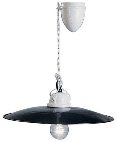 Lampa wisząca biało-czarna Ferroluce C050 Potenza Classic – śr. 35 cm