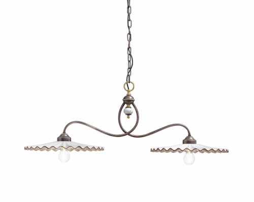Lampa wisząca klasyczna z dwoma plisowanymi kloszami Ferroluce C165 L’aquila Classic