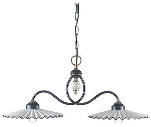 Lampa wisząca klasyczna z dwoma falowanymi kloszami Ferroluce C199 L’aquila Classic