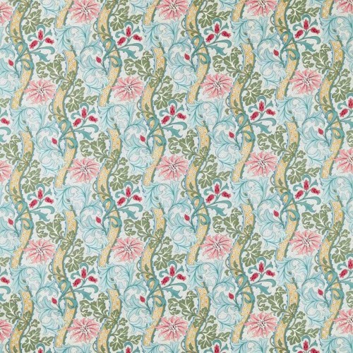 Tkanina w kwiatowy wzór z liśćmi i pnączami Morris & Co. X The Huntington Cornflower 227355 The Unfinished Works Fabrics