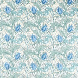 Tkanina lniana w tulipany i liście akantu Morris & Co. X The Huntington Lent Lily 227380 The Unfinished Works Fabrics