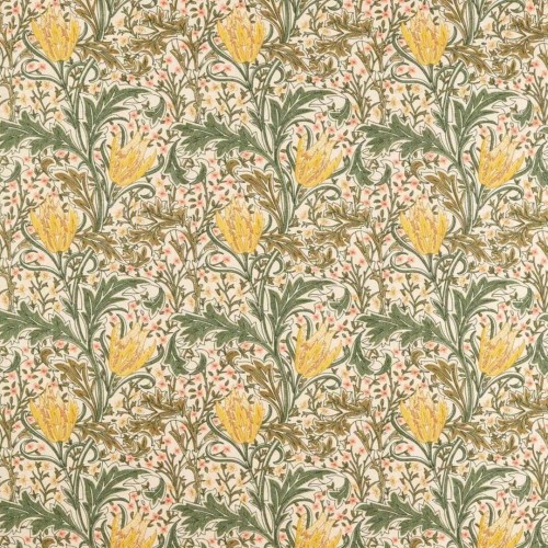 Tkanina haftowana w tulipany i liście akantu Morris & Co. X The Huntington Lent Lily Embroidery 237663 The Unfinished Works Fabrics