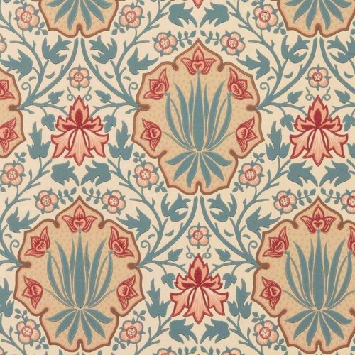 Tapeta klasyczna z motywem kwiatowym Morris & Co. x The Huntington Iris & Rose 217566 The Unfinished Works