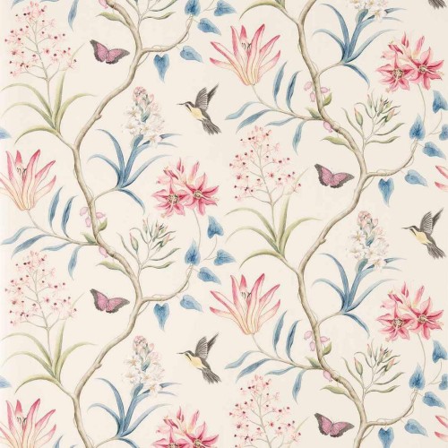 Tapeta w egzotyczne kwiaty i kolibry Sanderson 213387 Clementine Curios