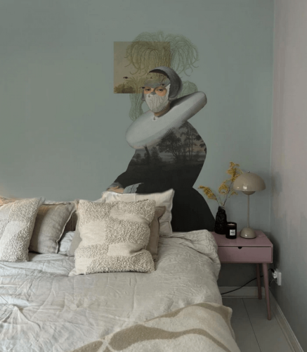 Mural kobieta z krajobrazem Landscape Muse Green Wallcolors