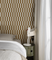 Mural z geometrycznym wzorem Tetris Stripe Brown Wallcolors