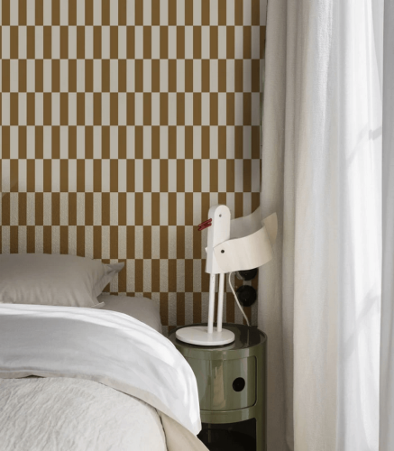 Mural z geometrycznym wzorem Tetris Stripe Brown Wallcolors