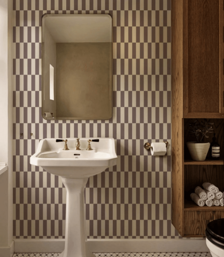 Mural z geometrycznym wzorem Tetris Stripe Burgundy Wallcolors