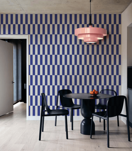 Mural z geometrycznym wzorem Tetris Stripe Cobalt Wallcolors