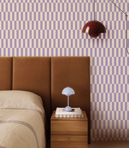 Mural z geometrycznym wzorem Tetris Stripe Lilac Wallcolors