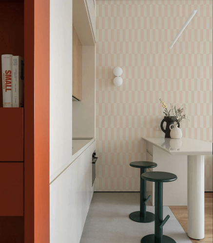 Mural z geometrycznym wzorem Tetris Stripe Pink Wallcolors