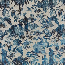 Tkanina welurowa w stylu chinoiserie Black Edition 9166/03 Isenzo Istoria