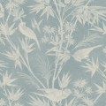 Tapeta ptaki i bambusowe liście Sandberg S10623 Celeste Misty Blue Familjen