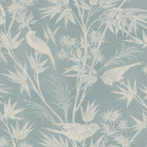 Tapeta ptaki i bambusowe liście Sandberg S10623 Celeste Misty Blue Familjen