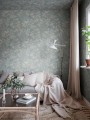 Tapeta ptaki i bambusowe liście Sandberg S10623 Celeste Misty Blue Familjen