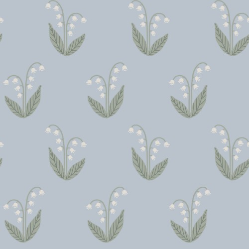 Tapeta kwiaty konwalii Sandberg S10634 Lilly Light Blue Familjen