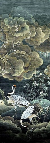 Mural żurawie w ogrodzie Masureel DGTRA4013 Byobu Traces