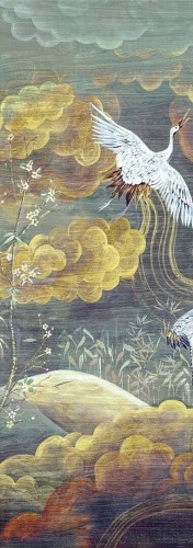 Mural żurawie w ogrodzie Masureel DGTRA4021 Byobu Traces