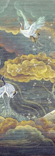 Mural żurawie w ogrodzie Masureel DGTRA4022 Byobu Traces