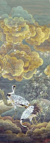 Mural żurawie w ogrodzie Masureel DGTRA4023 Byobu Traces