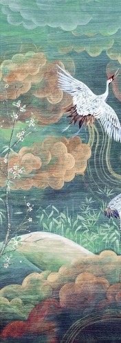 Mural żurawie w ogrodzie Masureel DGTRA4031 Byobu Traces