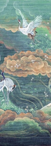 Mural żurawie w ogrodzie Masureel DGTRA4032 Byobu Traces