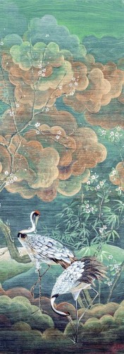 Mural żurawie w ogrodzie Masureel DGTRA4033 Byobu Traces