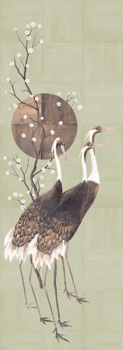 Mural żurawie przy zachodzie Masureel DGTRA7021 Tsuro Traces