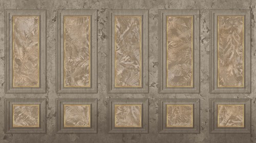 Fototapeta elegancka boazeria i liście Muance MU16040 Palais Grandeur Ivory