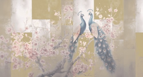 Fototapeta pawie na gałęzi Muance MU16091 Echo of Plumage Ivory