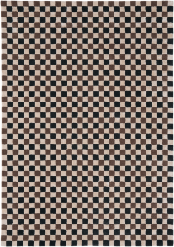 Dywan szachownica Carpets & More X Magda Fornal 5015 FLICKER DARK GREEN BEIGE BROWN Classics